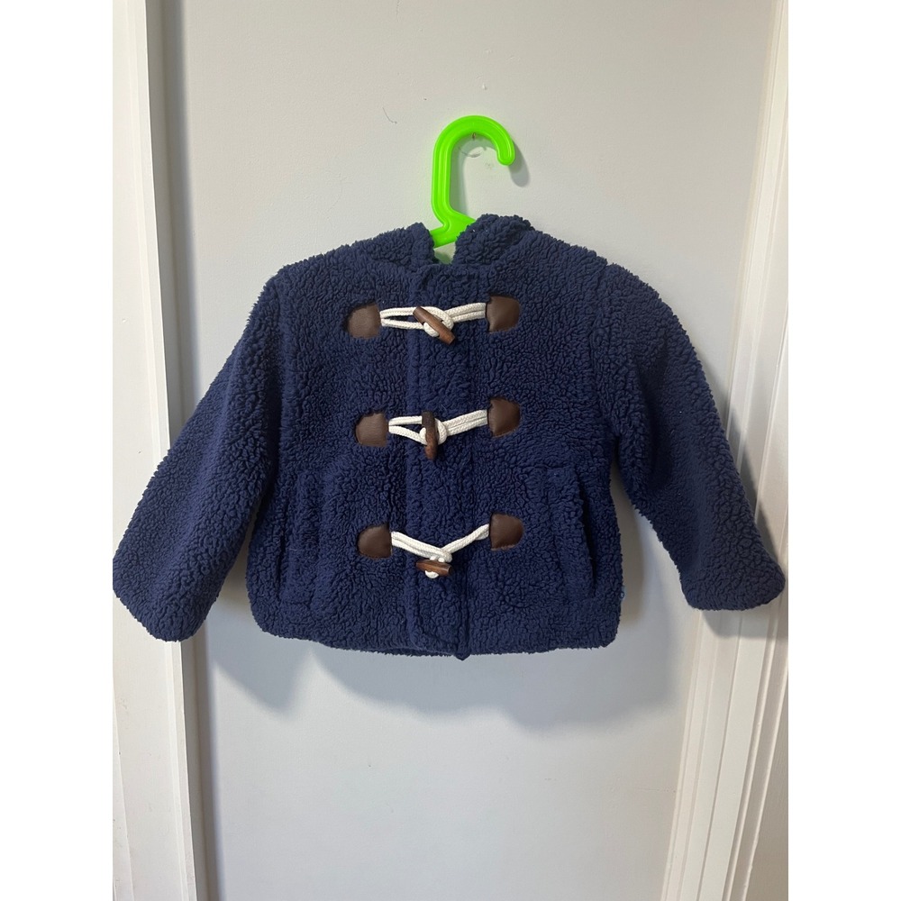 Wippette Kids Navy Blue Sherpa Fleece Toggle Duffle Jacket WB73043 2T